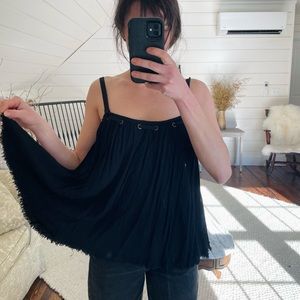 Free People Black Flowy Top